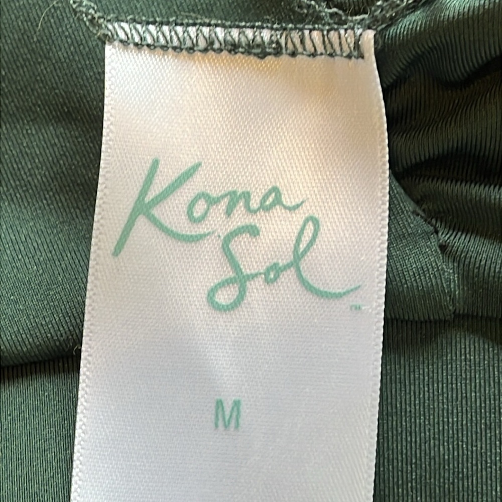 Kona Sol bikini top, criss cross tie back, floral pattern, black green pink blue - Picture 7 of 8